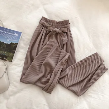 DASSWEI Primavera, Verão, Largura da Perna de Calça Para Mulheres De 2019 Nova Moda Cintura Alta Calças Soltas Plissado Calça Casual Calça de Calças de Mulher