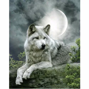 MEIAN Lua & Wolf Strass pintura de cristal de Decoração de Casa de DIY Diamante pintura de animais em ponto cruz padrão de bordado de diamante