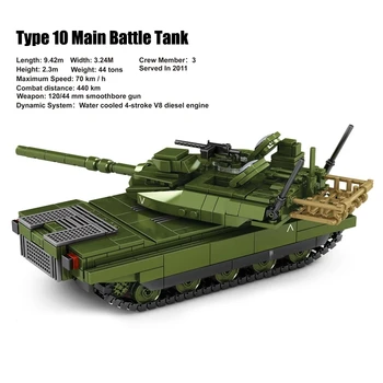 806pcs JP Militar Tipo 10 TMB Tanque Principal de Batalha Blocos de Construção WW2 com 4 Soldados figuras do Exército Tijolos de Brinquedos Para Crianças