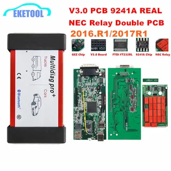 Livre Keygen 2016.R1 Bluetooth Duplo PCB Verde V3.0 Conselho NEC Relé Real 9241A Chip FTDI Multidiag Pro+ CT Para Carro/Caminhão