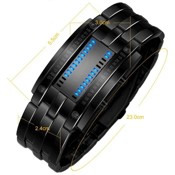 Relógio de luxo Amantes Homens Mulheres de Aço Inoxidável Binário Azul LED Luminoso Display Eletrônico Resistente ao Choque de Relógios do Esporte da Moda