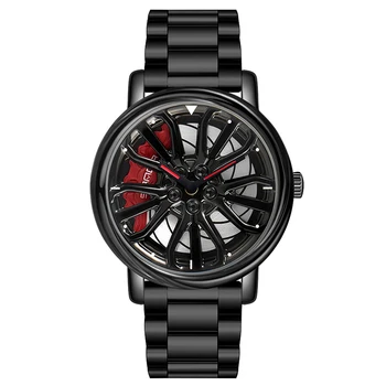 Homens de Luxo, Relógios de Pulso de Quartzo Criativo Roda de Carro do Esporte Relógio de Aço Pulseira Impermeável de Esportes Militares Relógio Legal Masculino reloj