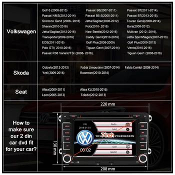 AWESAFE 2 Din 7 polegadas Carro DVD GPS Leitor de Rádio da Volkswagen VW golf 5 6 touran passat B6 B7 sharan JATTA Skoda Assento Autoradio