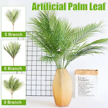 65 CM 5/6/9 Ramo Verde Artificial Palm Leaf de Plástico Jardim de Plantas Decoração de Casa de Scutellaria Árvore Tropical Falso Plantas Decoração
