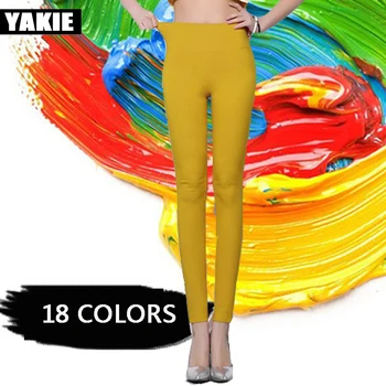 18 cores de Cintura Alta de Mulheres Lápis Calças 2017 Candy Color trecho Leggings PLus Size 5XL Senhoras de calças Casuais Femme Pantalon