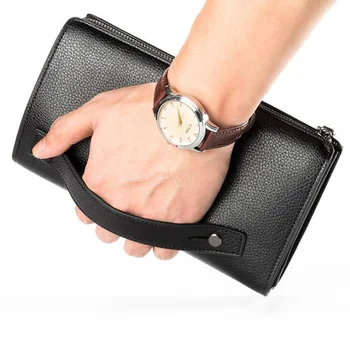 Baellerry Homens de Negócio carteira de couro com bolso de moedas do homem, bolsa de telemóvel saco de embreagem de grande capacidade de bolsa para o sexo masculino