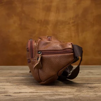 Nova Qualidade do Couro dos homens de Moda Casual Viagem Cinto Pack Sling Bag duplo Design de 7