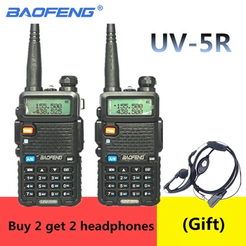 2PCS BaoFeng UV 5R Walkie Talkie 5w CB Radio hf Transceptor fm 128CH VHF&UHF de Mão Estação de Rádio Para a Caça 10km UV-5R