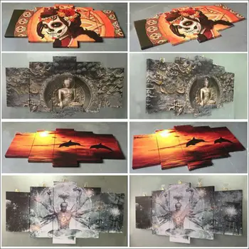 Modular 5 painel de lona arte de impressão HD povo americano guerreiro com águia de impressão pinturas para a sala de Cartaz o deco home de F2663