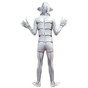Bodysuit Coisas Estranhas Demogorgon O Monstro De Cosplay Do Traje De Halloween Branco Zentai Bodysuit Garoto Máscara Prop