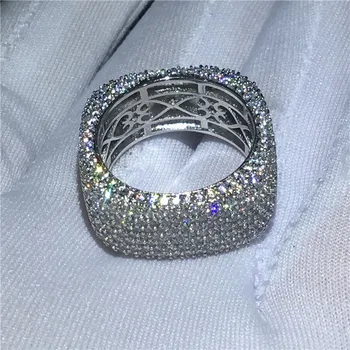 Projeto oco anel de Mirco Pavimentação 450pcs AAAAA Cz Pedra cor de Prata Envolvimento de casamento anel de banda para as mulheres Dedo Jóias