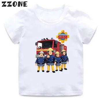2020 Verão Novo Bebê Meninos T-shirt de Fireman Sam Cartoon Impressão de Crianças T-Shirts Engraçadas Bombeiro Crianças Meninas Tops Roupas