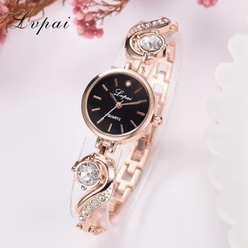 Lvpai Marca de Luxo Strass Mulheres Relógios Pulseira de Quartzo Relógios Senhoras Vestido de Moda de Nova Ouro de Rosa do Relógio relogios kol saati