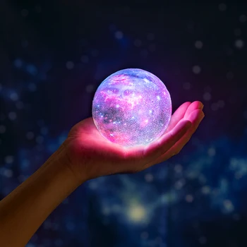 Dropship Impressão 3D Estrelas, Lua Lâmpada Colorida Alterar Toque de Decoração de Casa de Presente Criativo Usb Noite do Diodo emissor de Luz da Galáxia de Lâmpada