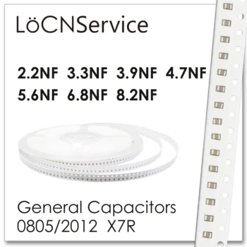 LoCNService Capacitores 4000PCS 0805 2012 X7R RoHS 16V 25V 50V 10% 2.2 3.3 NF NF 3.9 NF 4.7 NF 5.6 NF 6.8 NF 8.2 NF SMD de Alta qualidade