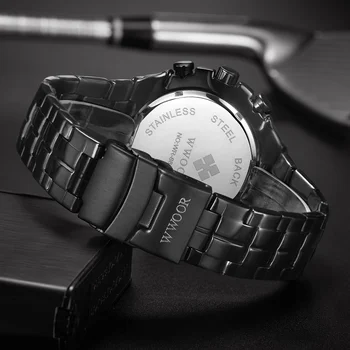 WWOOR Homens Relógio de alto Luxo da Marca de Relógios do Esporte Mens Quartzo relógio de Pulso Masculino Relógio Relógio Masculino WR8868-preta de todos os