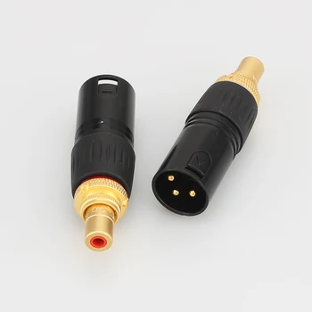 Audiocrast XLR para RCA Fêmea Adaptador de Tomada de Ouro Equilibrada Cabo Plug Macho