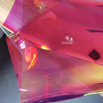 0.2 mm de TPU Tecido Fluorescente Rosa Vermelha de PVC Impermeável DIY Roupa Reflectora Capa de chuva Sacos de Decoração Laser de Plástico, Designer de Tecido