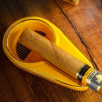 Portátil Charuto Cinzeiro de Cerâmica de Luxo Tabaco Titular do Cigarro Anti-escaldante Bolso Exterior Bandeja de Cinzas Mini Mesa de Casa Cinzeiro Caixa