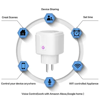 Wi-fi Smart Plug UE EUA reino UNIDO Adaptador sem Fios de Voz Remoto de Controle de Alimentação de Energia do Monitor de Saída Temporizador de Soquete para o Alexa Inicial do Google