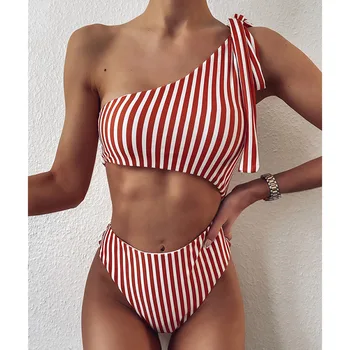 Sexy Um Ombro Swimwear das Mulheres Um Maiô Feminino 2020 Ocos Monokini Beachwear traje de banho para Mulheres de maiô