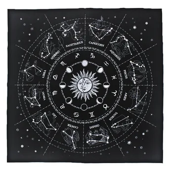 49*49 cm Novo estrelado adivinhação do Tarot Doze constelações amor carreira de transferência especial horóscopo Oracle cartão de toalha de mesa