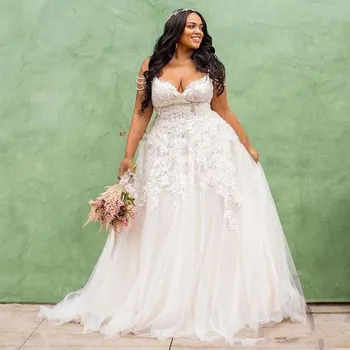 Modesto Africano Plus Size Vestidos de Noiva 2020 robe de mariee Uma Linha de Tulle Feitos Vestidos de Noiva Para Meninas negras Mulheres