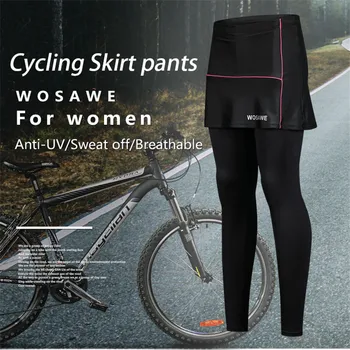 WOSAWE de Bicicleta Saia de Calça Para Mulheres de Malha Respirável Macio Mtb Ciclismo Roupas Andar de Bicicleta Almofada de Gel Inferior ciclismo Calças