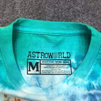 ASTROWORLD T-shirt SMILEY Tie Dye SCOTT TRAVIS ASTROWORLD T-Shirts Mulheres Menstreetwear xxxtentacionhip hop ASTROWORLD T-shirt