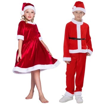 Snailify De Natal, As Meninas De Vestido Vermelho Natal Traje Meninos Papai Noel Trajes Crianças Natal Roupa