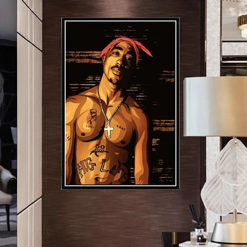 O Rapper Estrelas 2PAC Lona Cartazes, Pinturas na Parede de Arte Hip Hop Lenda Estrela Imagens para Decoração Sala de estar