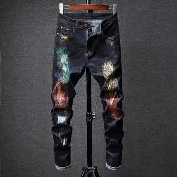 Clássico Calças Jeans Calças Masculinas 2019 Novos Rapazes da Moda Jeans Casual Stretch Jeans Slim