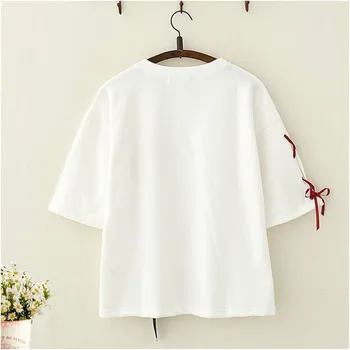 Branco Japonês T-Shirts Senhoras Topo Tee De Moda De Verão De Manga Curta T-Shirt Tops Bonito Japão Nova T-Shirt