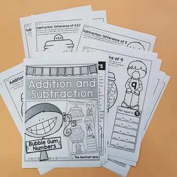 Adição e Subtração de Goma de Bolha Número Aritmética de Papel Pré-escolar Aprender inglês o jardim de Infância Livro Livros para Colorir