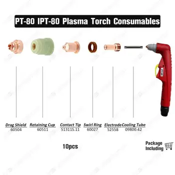PT-80 IPT-80 PTM-80 Bico de contato dicas de 1.1 mm WS de Corte a plasma Tocha Consumíveis PKG/10