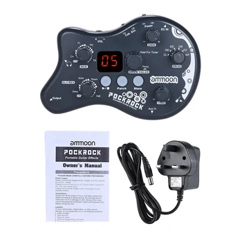 Ammoon PockRock Portátil de Guitarra Multi-Processador de efeitos de Pedal de Efeitos De 15 Tipos de Efeito De 40 Ritmos de percussão da Função de Ajuste