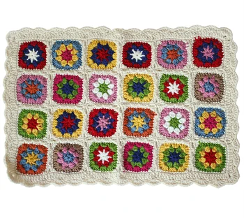 Arcylic multicolor avó de tricô feito a mão tapete de Crochê Manta de Sofá Almofada tabela da Janela de televisão