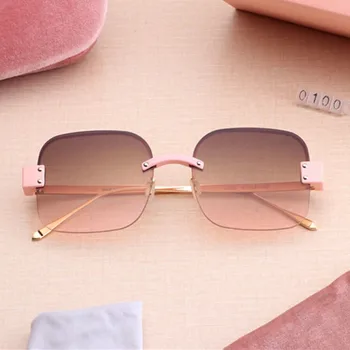 2020 marca de luxo óculos de sol das mulheres de óculos de sol Quadrado sem aro sunglasse vintage marca de designer de Moda o caso de óculos de sol das mulheres