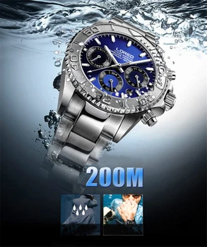 Mergulho LOREO Marca de relógios de Luxo Safira Homens Impermeável 200M Relógio Mecânico Automático Macho Militar relógios relógio masculino