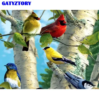 GATYZTORY Quadro de Diy Pintura Por Números Kit de Aves Tinta Acrílica Sobre Tela pintado à mão Pintura a Óleo Arte de Parede de Imagem Por Números