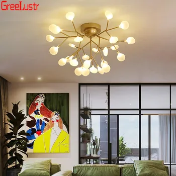 Nordic Firefly Teto do Diodo emissor de Luz Lustres Modernos de Ouro o Deco Home de Plafond Lâmpada para a Sala de Indoor da Iluminação de Teto Lampara