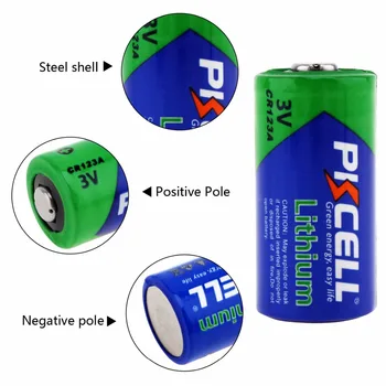 PKCELL 10X3V CR123A bateria de 1500mAh CR123 123A CR17345 KL23a VL123A DL123A 5018LC EL123AP SF123 Não-Bateria de Lítio recarregável