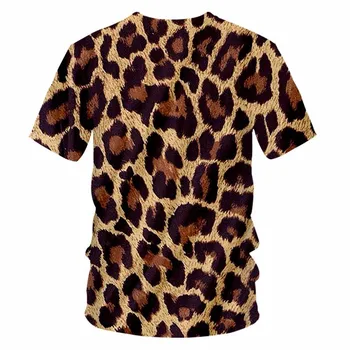 OGKB de Verão dos Homens T-Shirt de Impressão 3D do Leopardo de Moda masculina Gola Redonda Grande Tamanho de T-Shirt