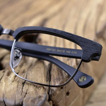2019 Novo Designer Homem de Óculos de Armações de Prescrição da Receita de Madeira, de Metal Quadrado Óculos de Armação de Limpar lente de Óculos Olho de Vidro