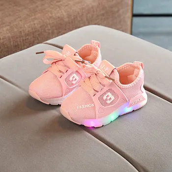 Crianças Sapatos Casuais de Moda LED Esportes de Calçados para Meninos Meninas rapazes raparigas Novos Sapatos de Bebê de Algodão Crianças Andando Sapatos