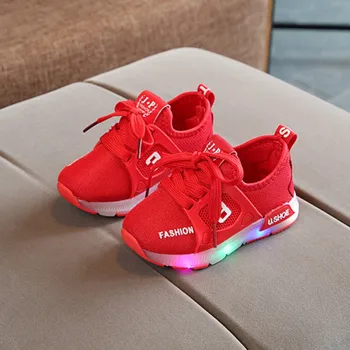 Crianças Sapatos Casuais de Moda LED Esportes de Calçados para Meninos Meninas rapazes raparigas Novos Sapatos de Bebê de Algodão Crianças Andando Sapatos