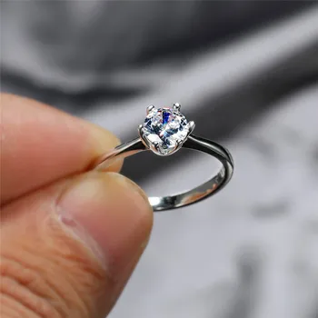 Real Da Prata 925 Esterlina, Anel De Noivado Feminino De Luxo Laboratório Pequeno Anel De Diamante Solitário Anéis De Casamento Para As Mulheres A Moda Jóias