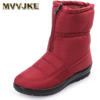 MVVJKE 2018 mulheres botas de neve de inverno botas quentes de espessura inferior a plataforma impermeável tornozelo botas para mulheres pêlo grosso sapatos de algodão etc.standard