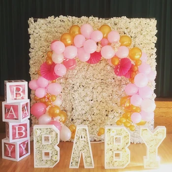 Chuveiro de bebê Decoração de A A Z alfabeto transparente nome de letra da caixa de balões de Gênero Revelam a festa de aniversário de menino menina do chuveiro de Bebê decoração