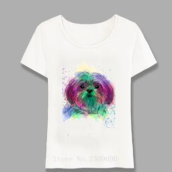Verão Colorido Yorkshire Terrier Arte de Pintura de T-Shirt Bonito Mulheres T-shirt Amo Meu Cão Tops Menina de Moda Casual Tees Harajuku